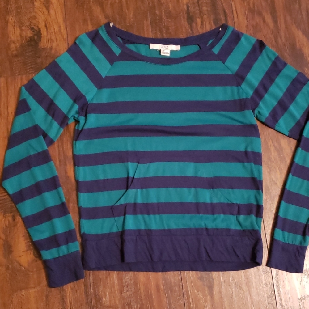 Stripped long sleeve Tee with banded waist